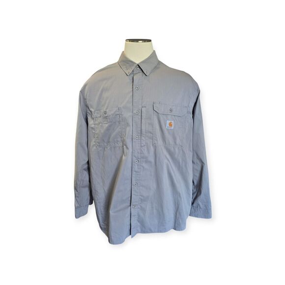 Carhartt Shirt Men's 2XL Button Up Force Relaxed Fit Gray Ridgefield - Picture 1 of 6